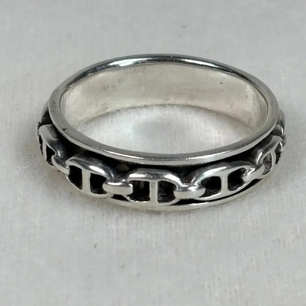 Mariner Chain Link Fidget Spinner Ring 925 Silver Size 13